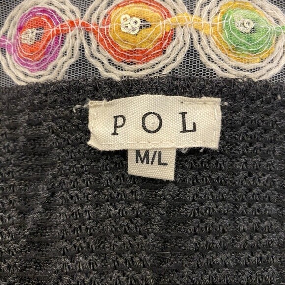 Pol Long Open Front Cardigan Kimono Knitted Navy Gray‎ Boho Embroidery SMJ368C - Picture 11 of 13